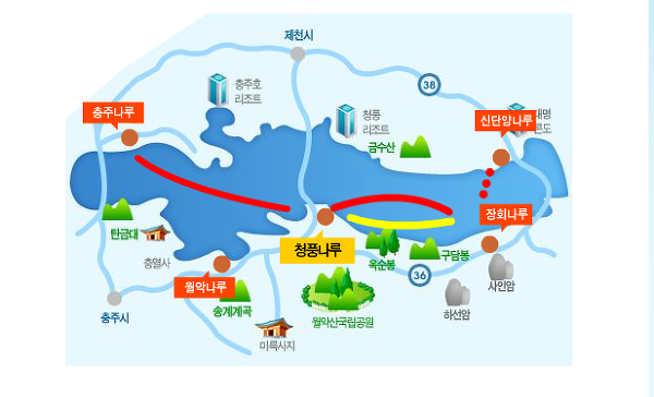 청풍나루에서 장회나루까지 청풍호 유람선에서 바라 본 풍경
